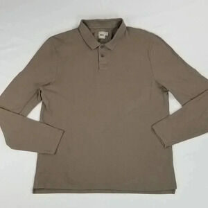 Asos Men's Brown Long Sleeve Embroidered Logo Polo